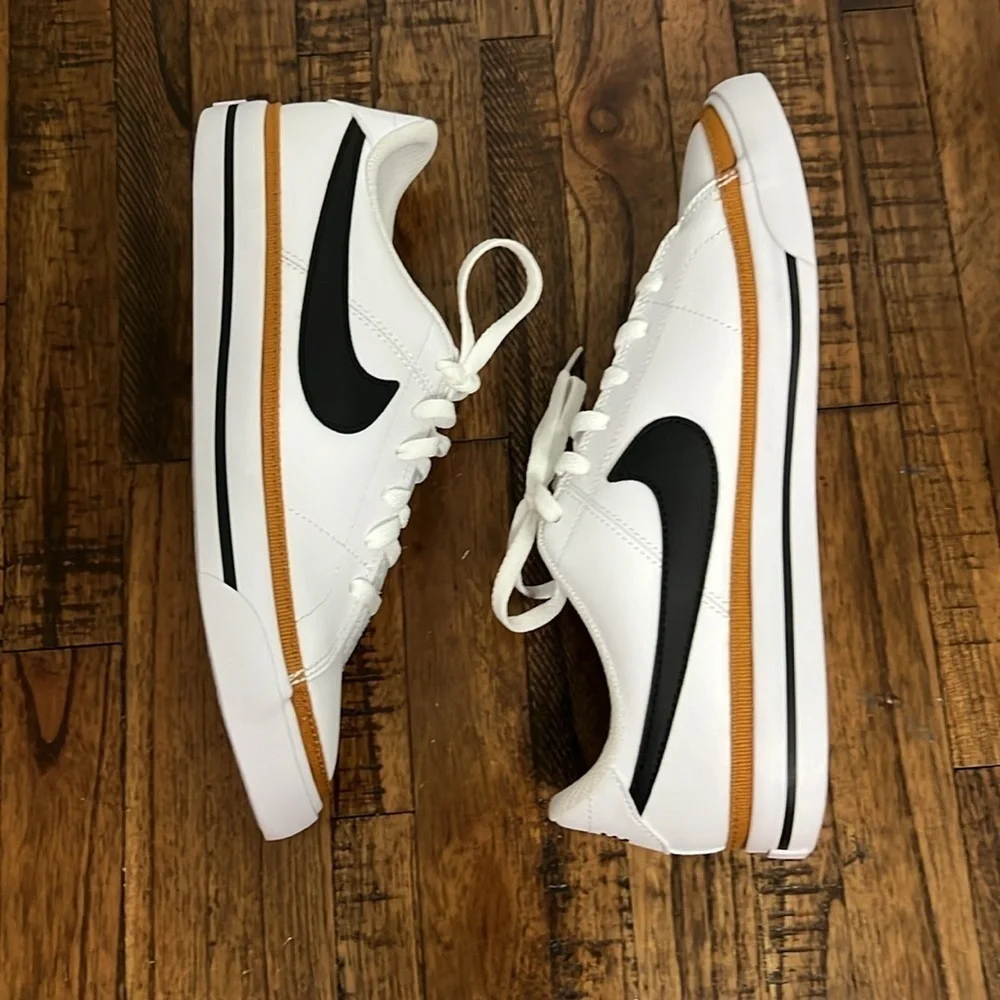 Nike Court Legacy White Black Brown Sneakers Youth 6.5  or Women’s 7.5 NWT